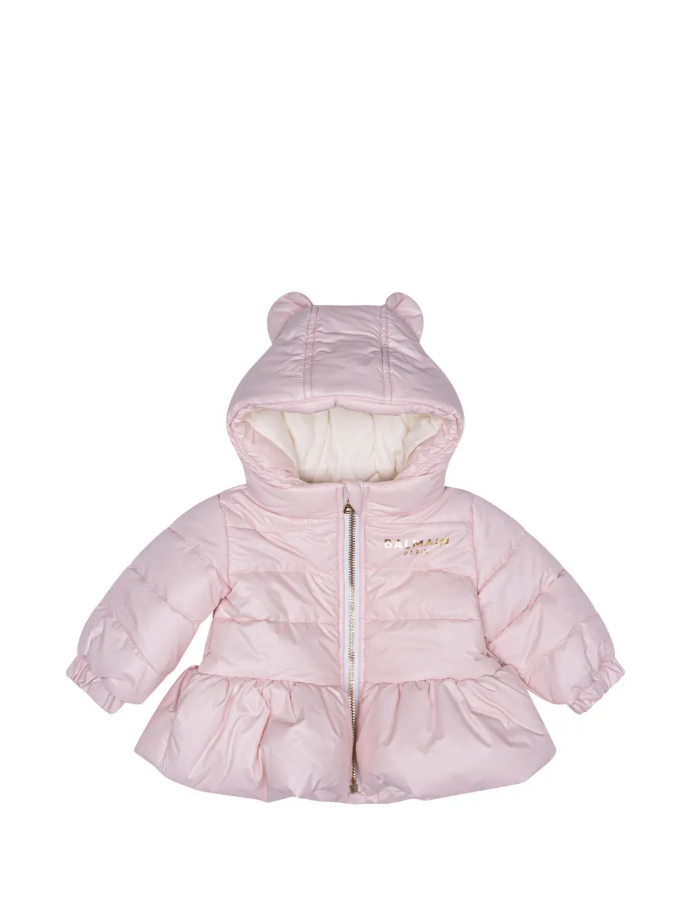 Balmain Kids ruffled hooded jacket - Rosa
