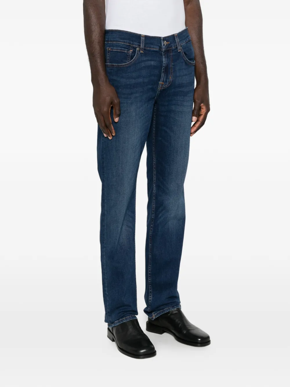 7 For All Mankind Jeans met vervaagd effect en whisker-effect Blauw