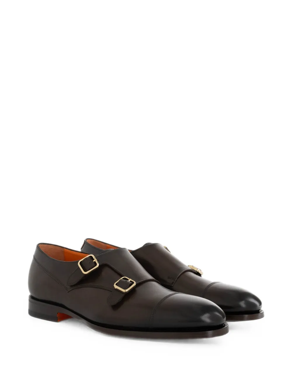 Santoni double-strap cap-toe monk shoes