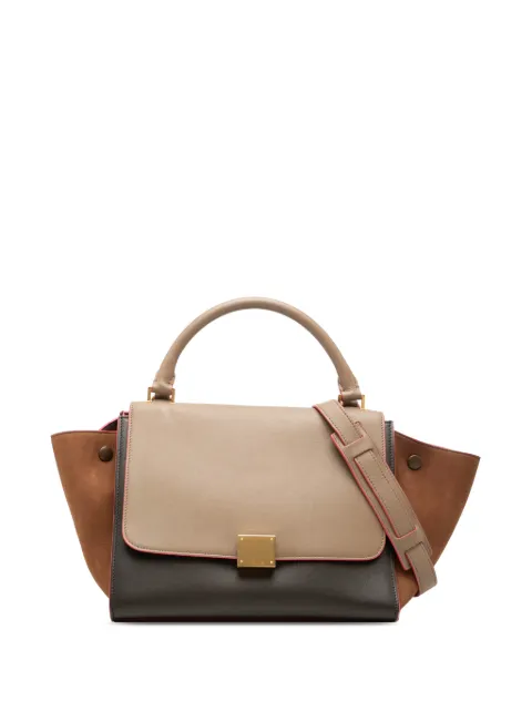 Celine Pre-Owned 2015 Small Tricolor Calfskin and Nubuck Trapeze satchel
