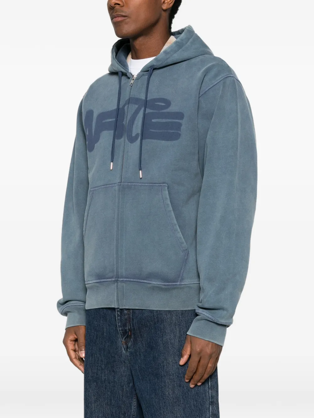Arte Antwerp Stencil hoodie met logo-print en rits Blauw