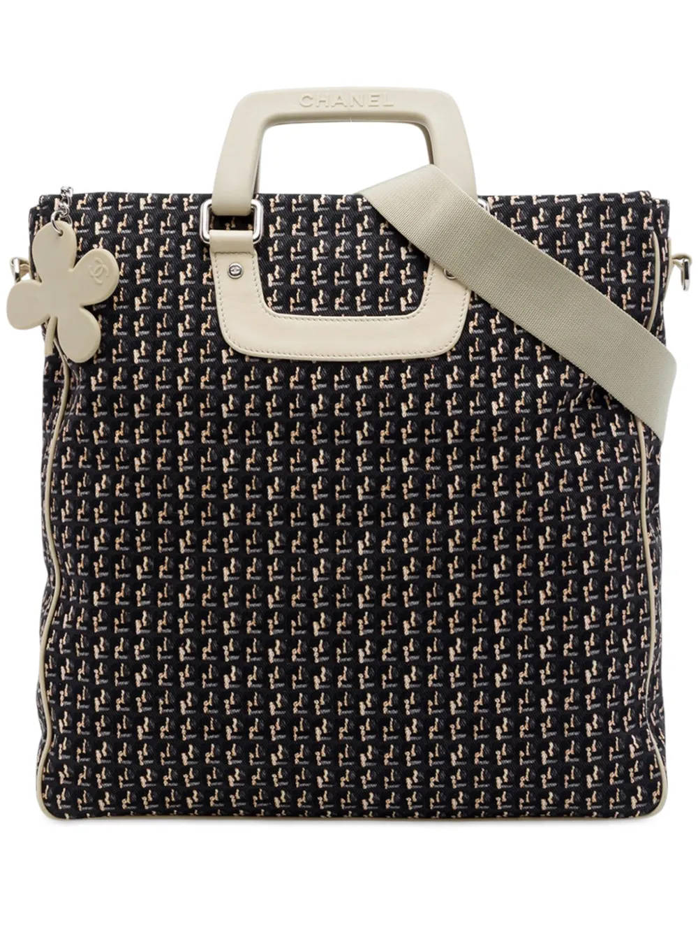 CHANEL Pre-Owned 2004-2005 CC Canvas Clover Vertical Tote satchel - Nero