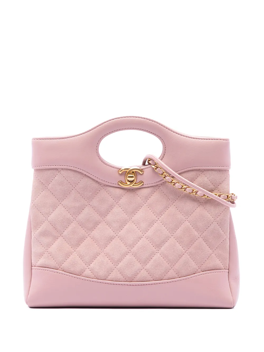 CHANEL Pre-Owned 2021-2026 Mini Quilted Suede and Lambskin 31 Shopping Bag satchel - Rosa