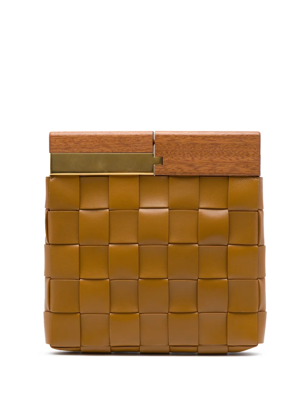 Bottega Veneta Pre-Owned 2012-2026 Lambskin Maxi Intrecciato The Snap clutch bag - Marrone