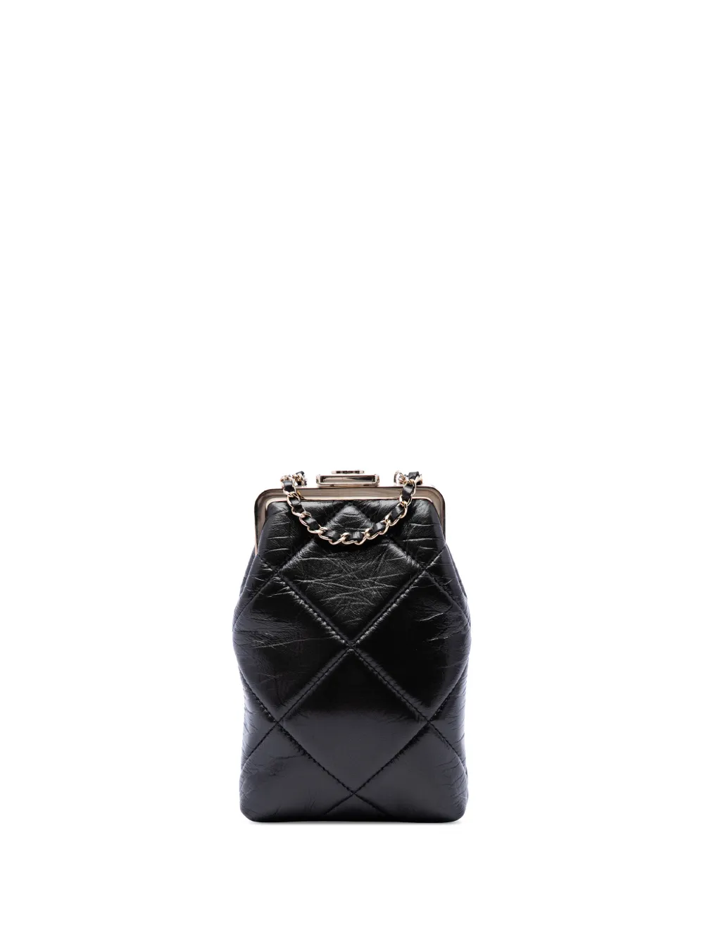 CHANEL Pre-Owned 2020 Small CC Quilted Lambskin Kisslock Frame Clutch crossbody bag - Black