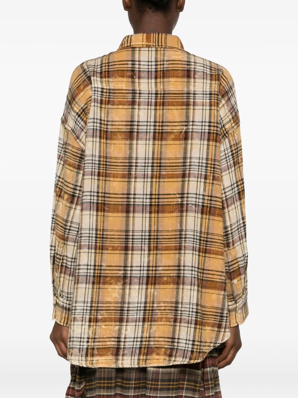 R13 Gerafelde blouse met ruitpatroon Geel