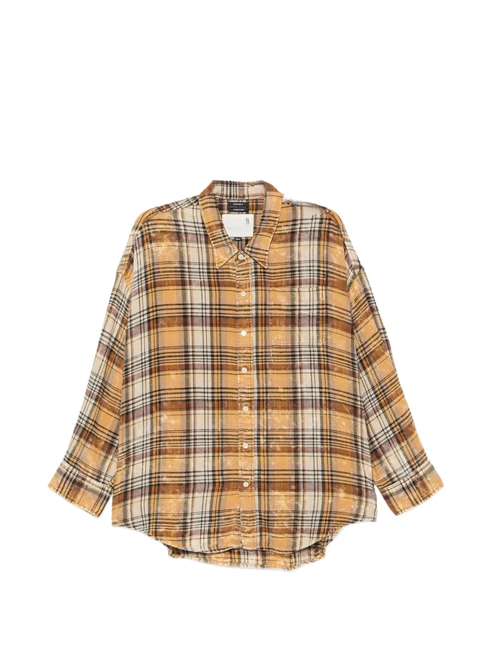R13 plaid-check distressed shirt