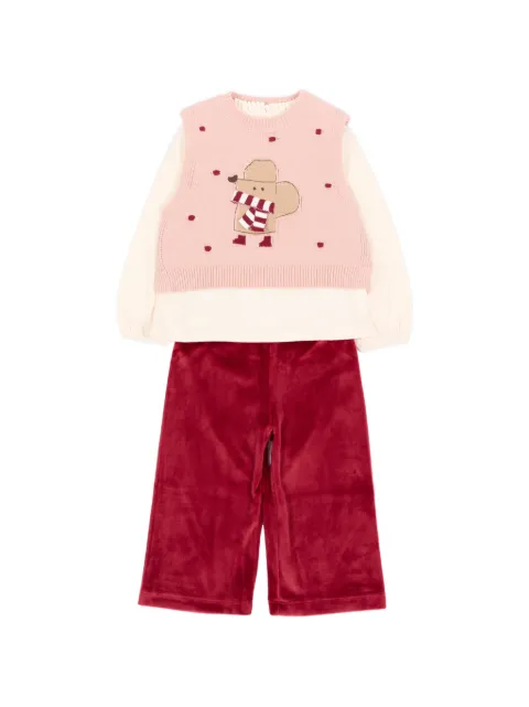 Mayoral velvet-effect trousers set (set of three)
