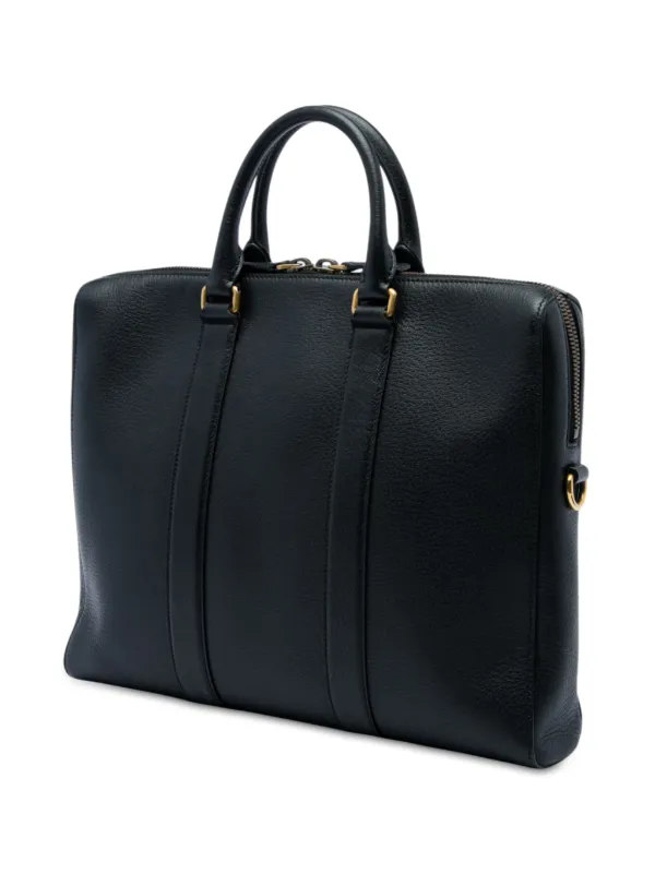 美品GUCCI カーフ レザー 本革　ビジネス バッグ　A4収納可能サイズ Gucci Pre-Owned 2016-2026 カーフスキン ウェブ ビジネスバッグ
