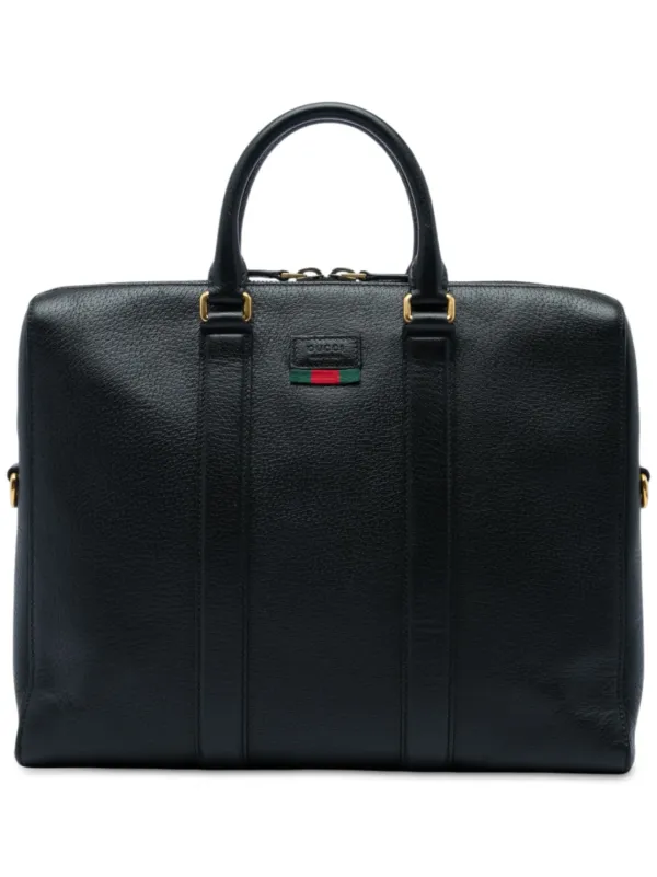 Gucci Pre-Owned 2016-2026 カーフスキン ウェブ ビジネスバッグ