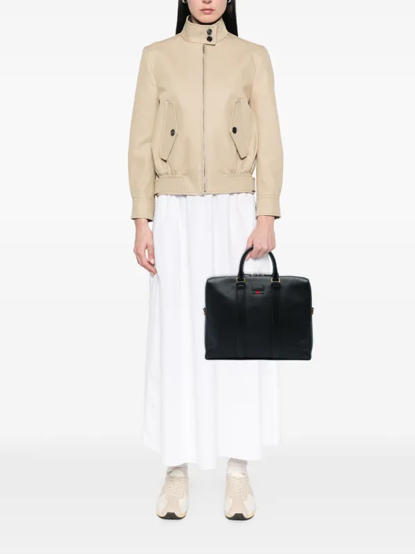 Gucci Pre-Owned 2016-2026 カーフスキン ウェブ ビジネスバッグ