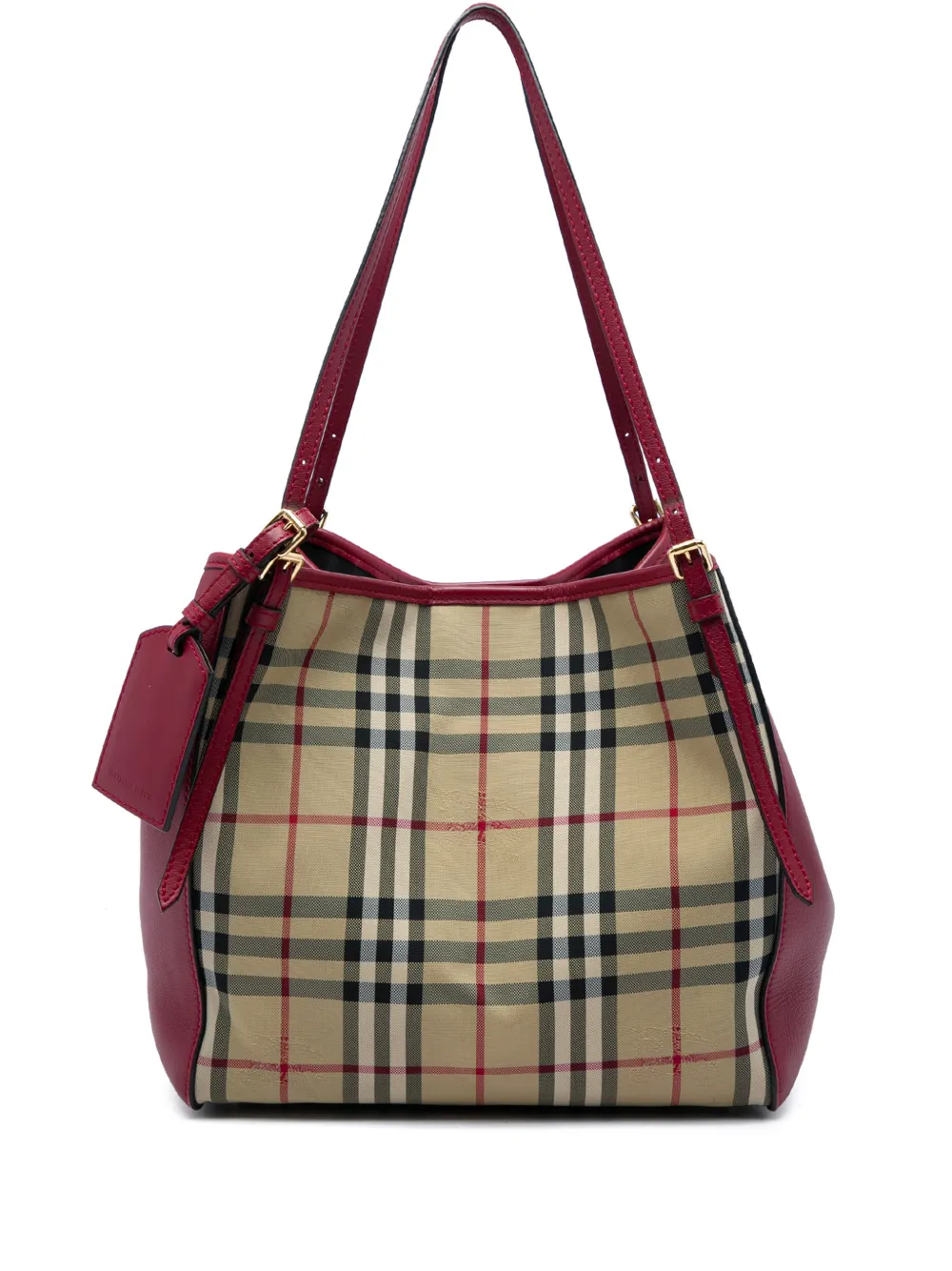 Burberry Pre-Owned 2000-2017 Small Haymarket Check Nylon and Calfskin Canterbury tote bag - Red