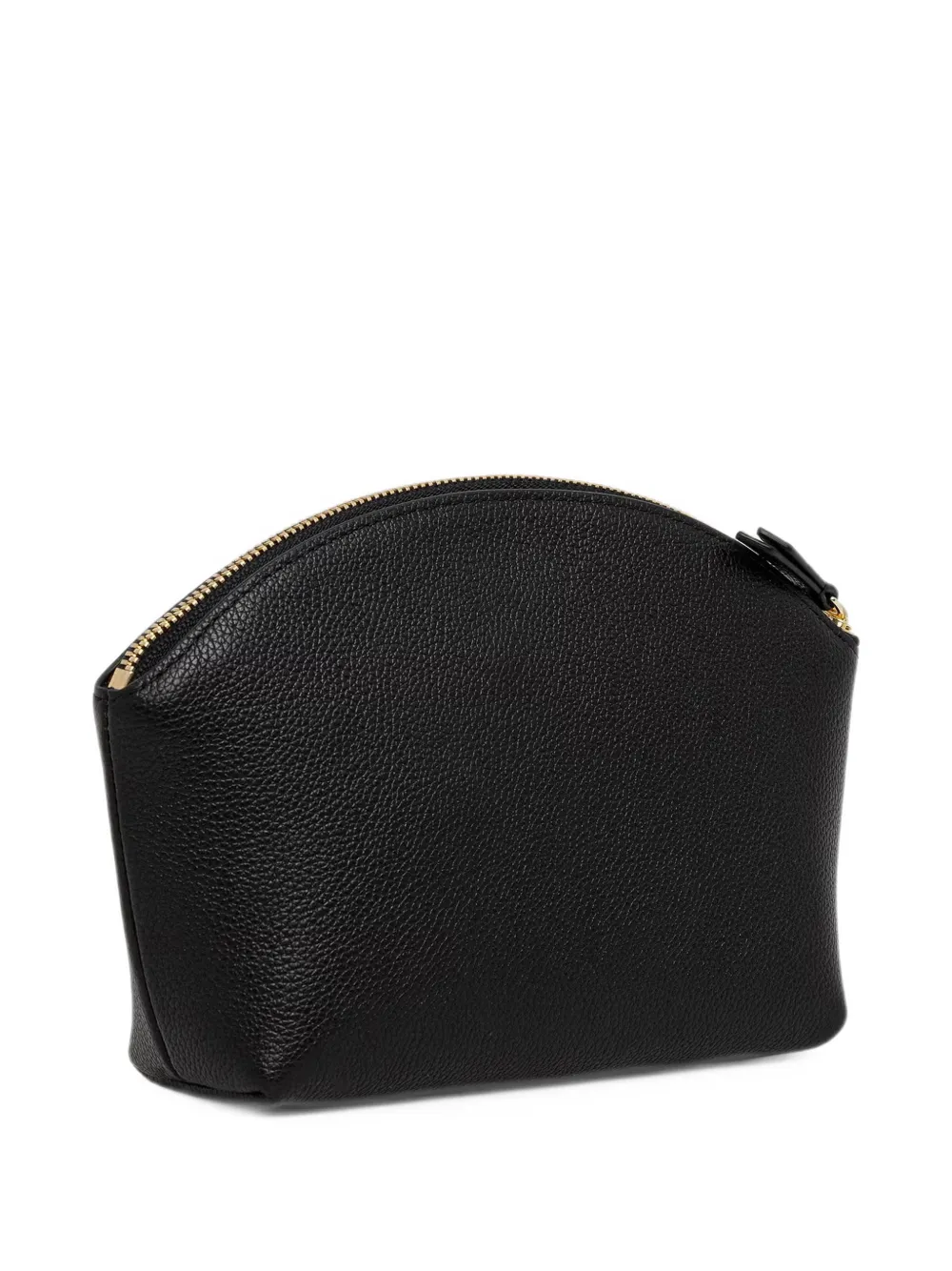 Emporio Armani Beauty Case leren tas met goudkleurige rits en textuur Zwart