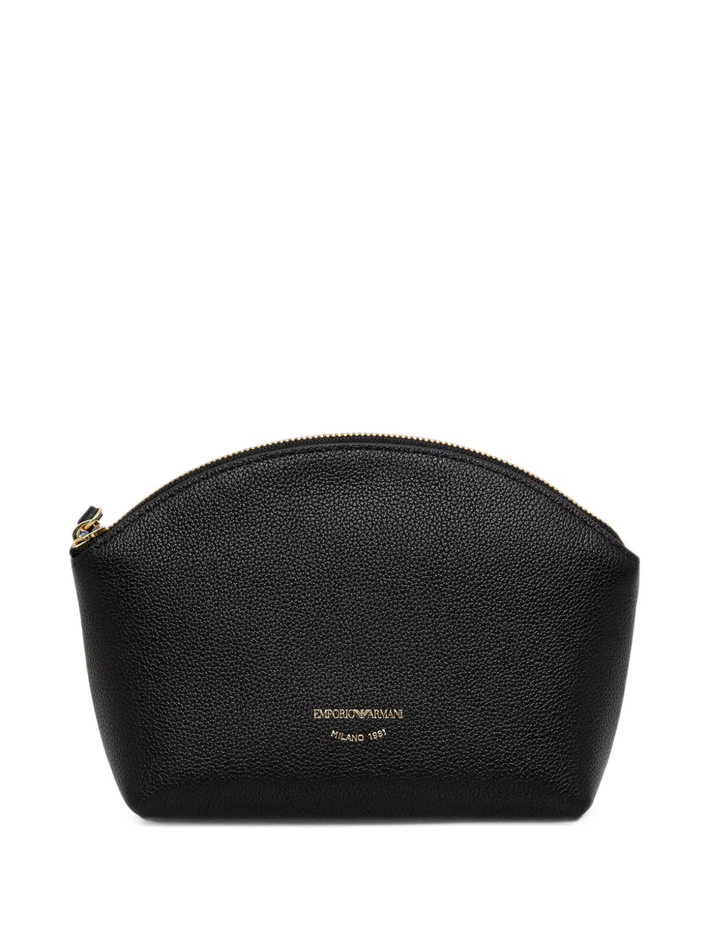 Emporio Armani beauty case textured leather with gold-toned zip - Nero