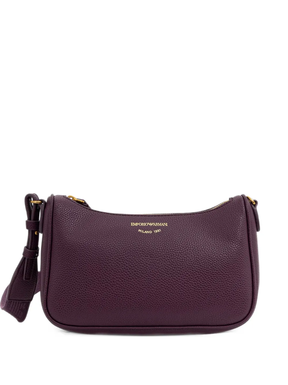 Emporio Armani pebbled shoulder bag with a zip closure and adjustable strap - Purple