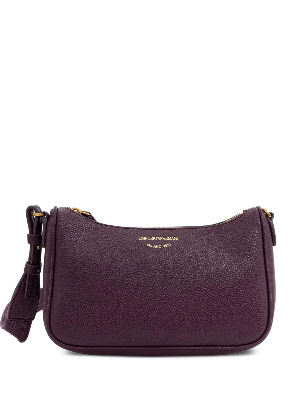 Emporio Armani pebbled shoulder bag with a zip closure and adjustable strap - Purple