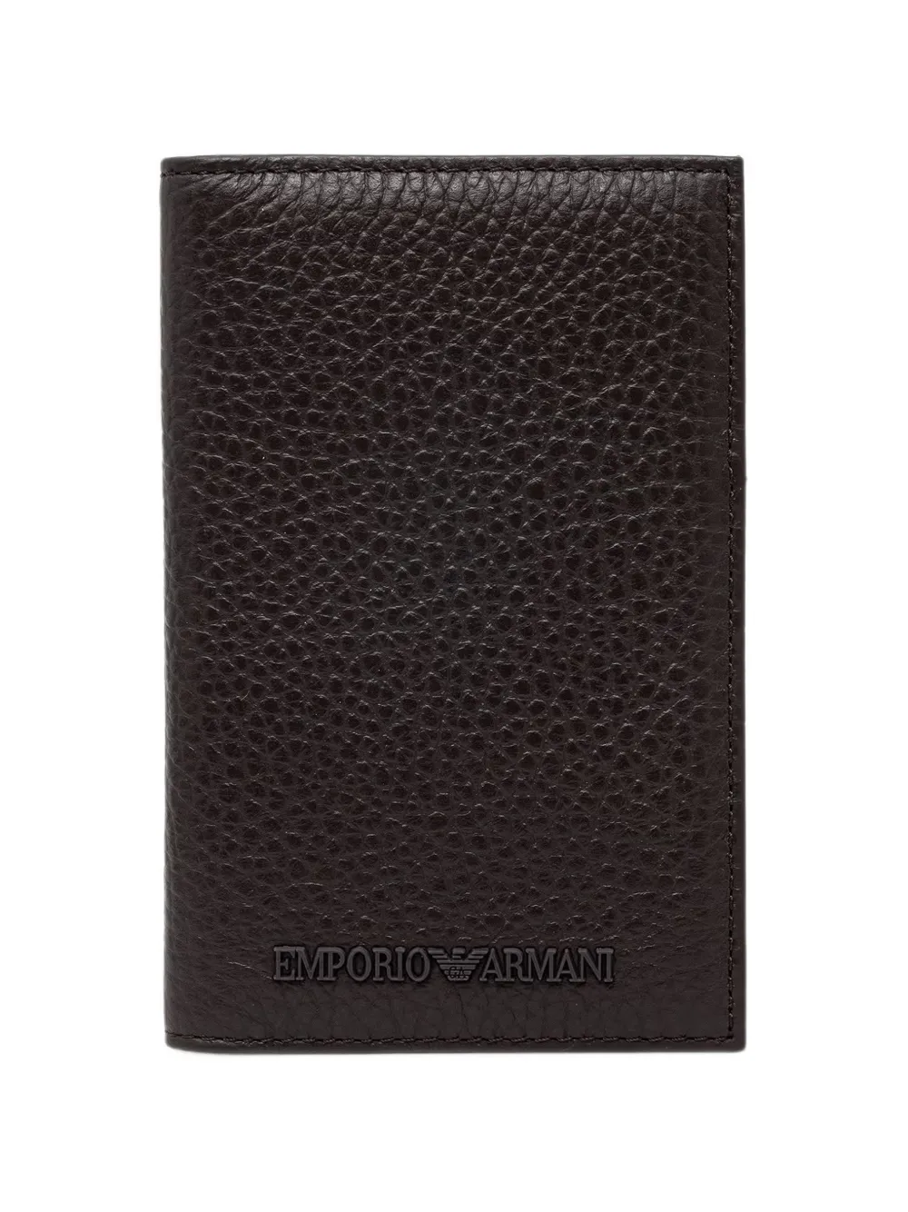Emporio Armani logo-plaque pebbled wallet - Marrone
