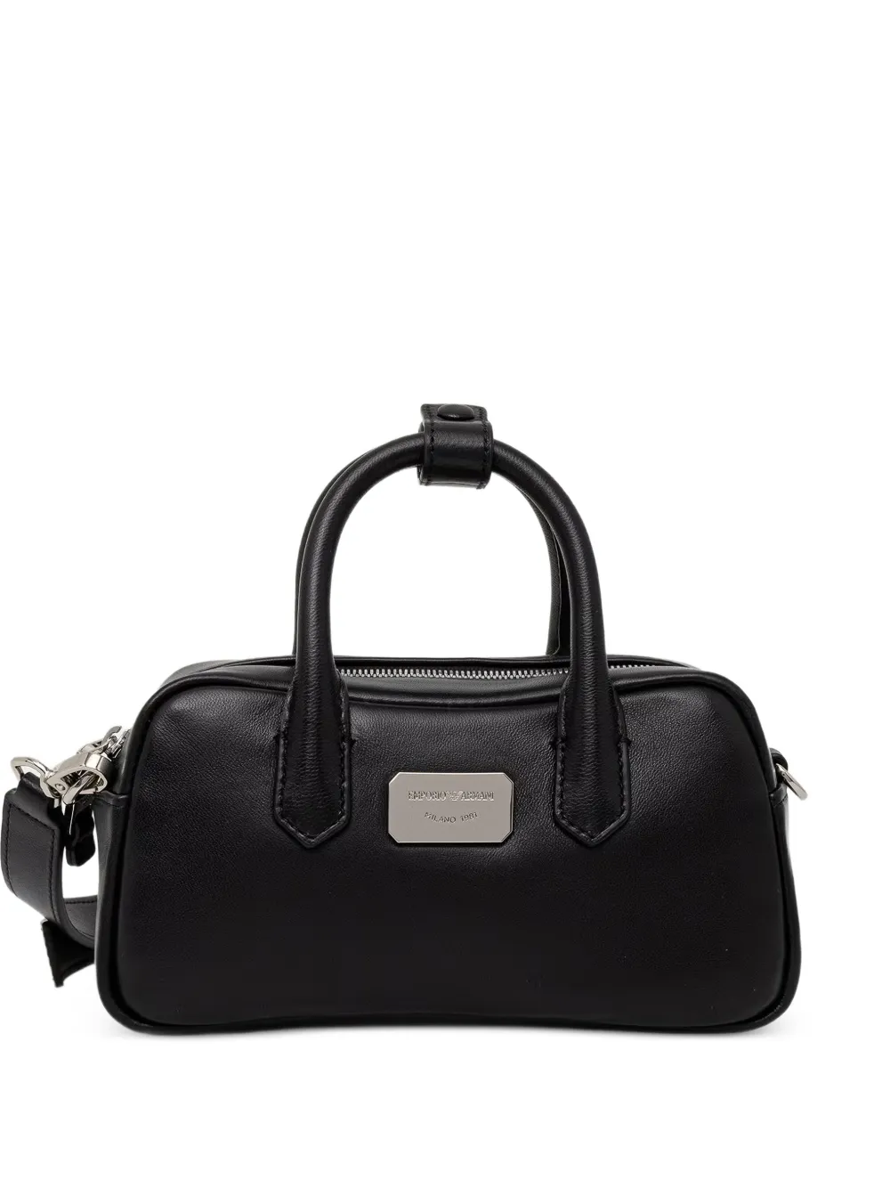 Emporio Armani logo-plaque shoulder bag - Black