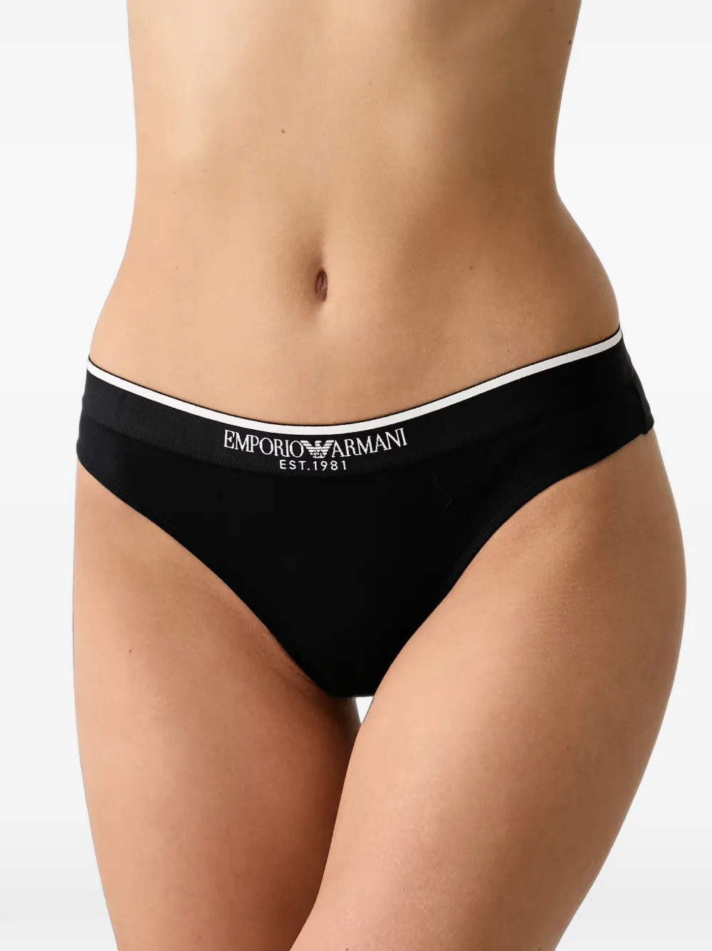 Emporio Armani Set van bh en slip met gekruiste bandjes en logotape Zwart