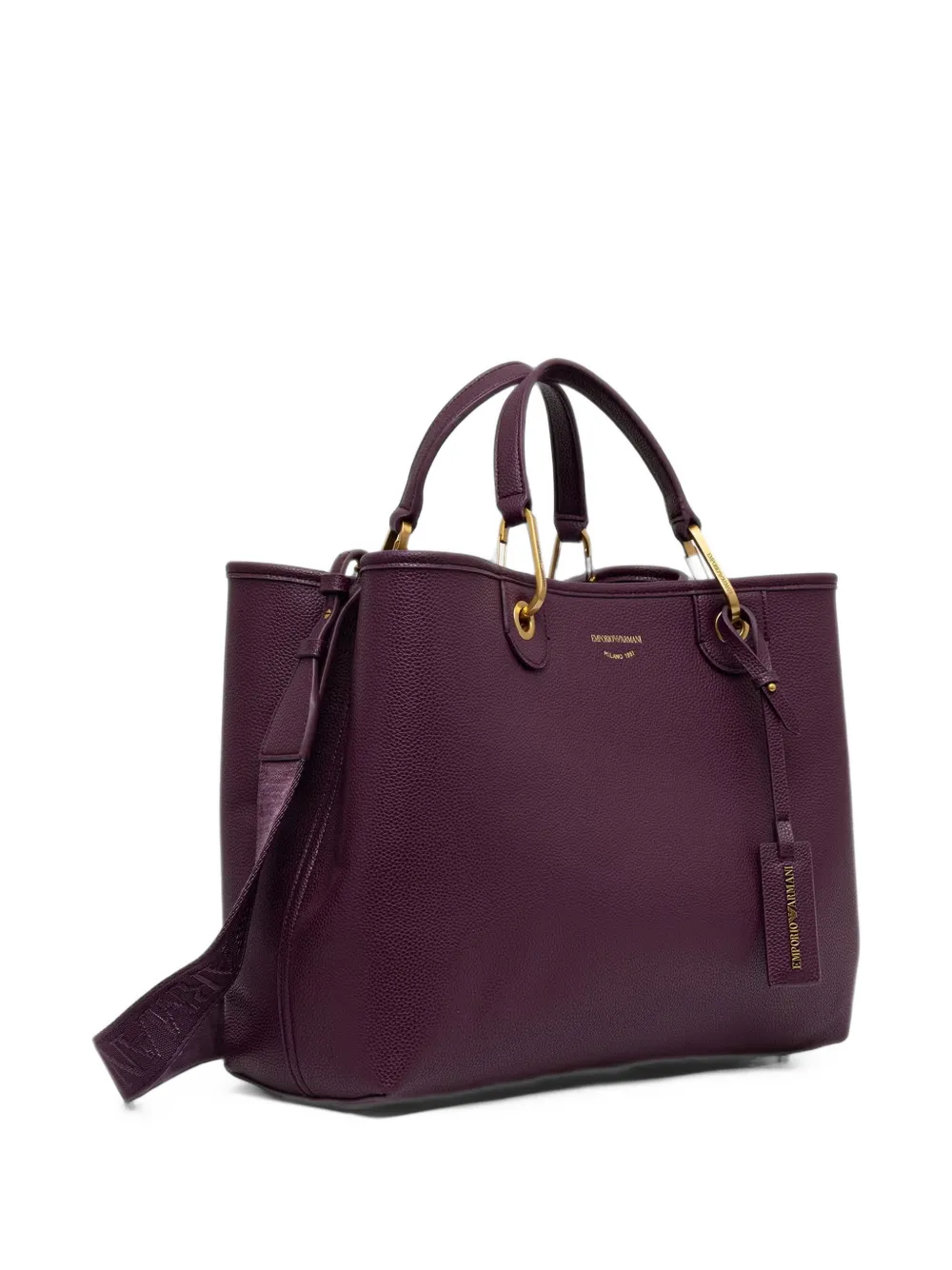 Emporio Armani Shopper met bewerkte textuur en dubbele handvatten Paars