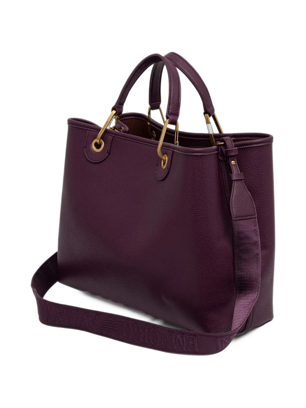 Emporio Armani Shopper met bewerkte textuur en dubbele handvatten Paars