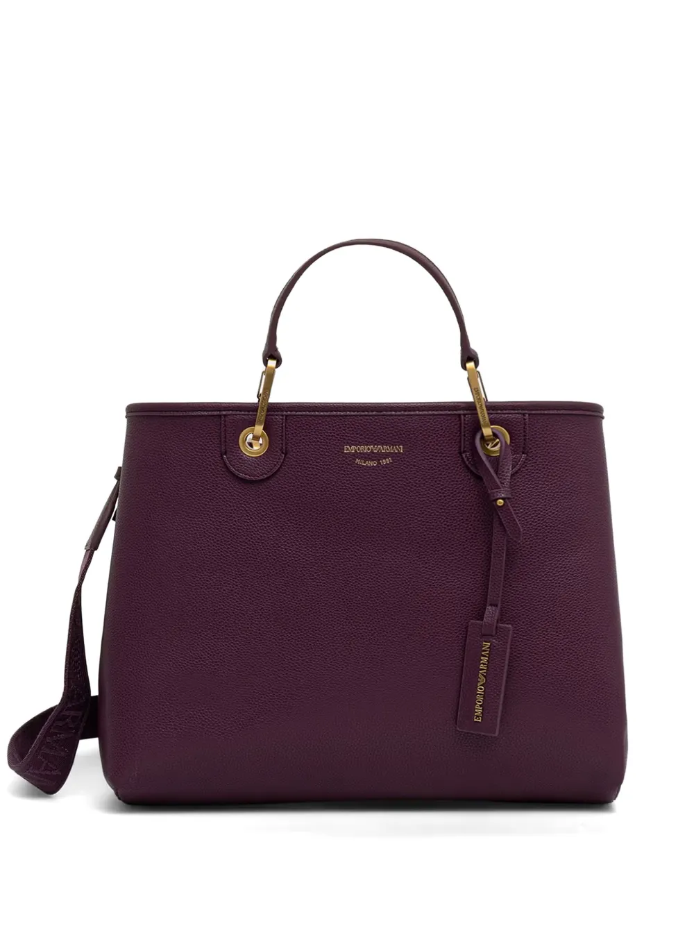 Emporio Armani Shopper met bewerkte textuur en dubbele handvatten Paars