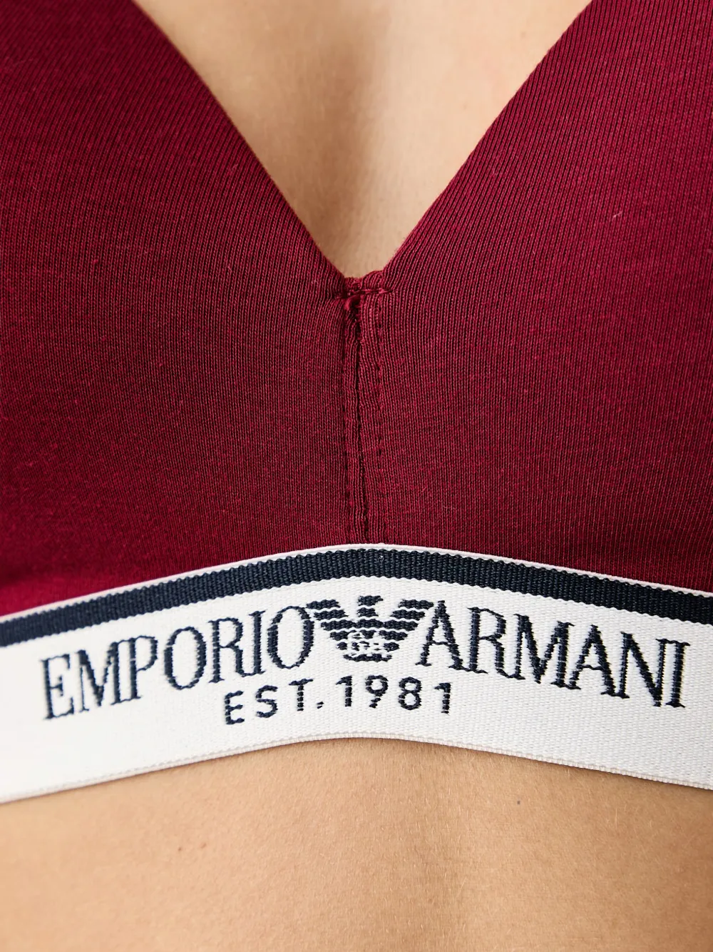 Emporio Armani Triangel bh met logoband Rood