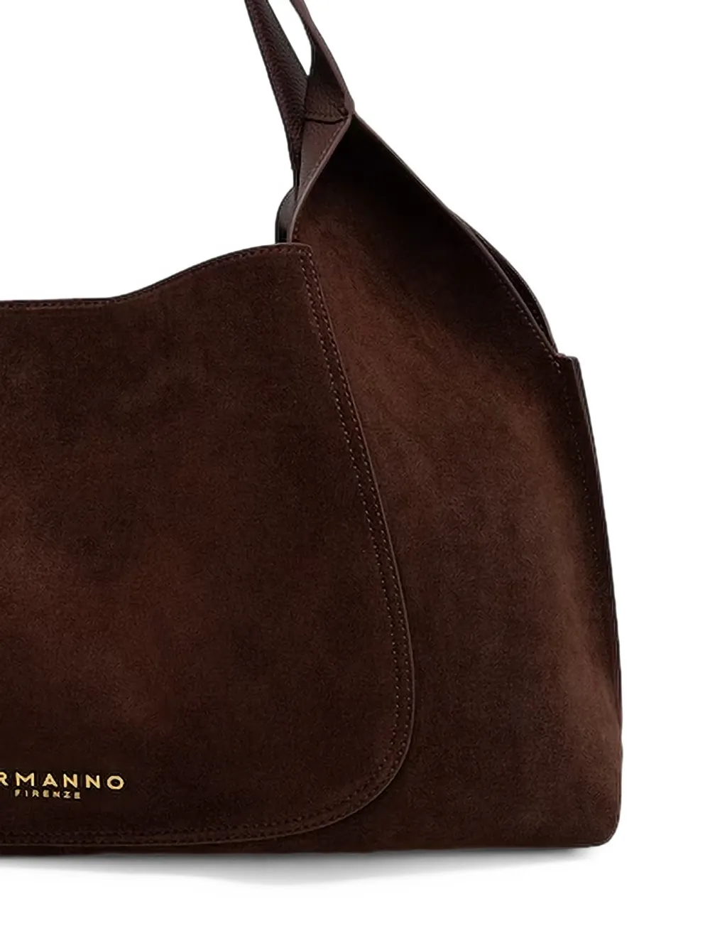 Ermanno Scervino logo-plaque suede tote bag Bruin