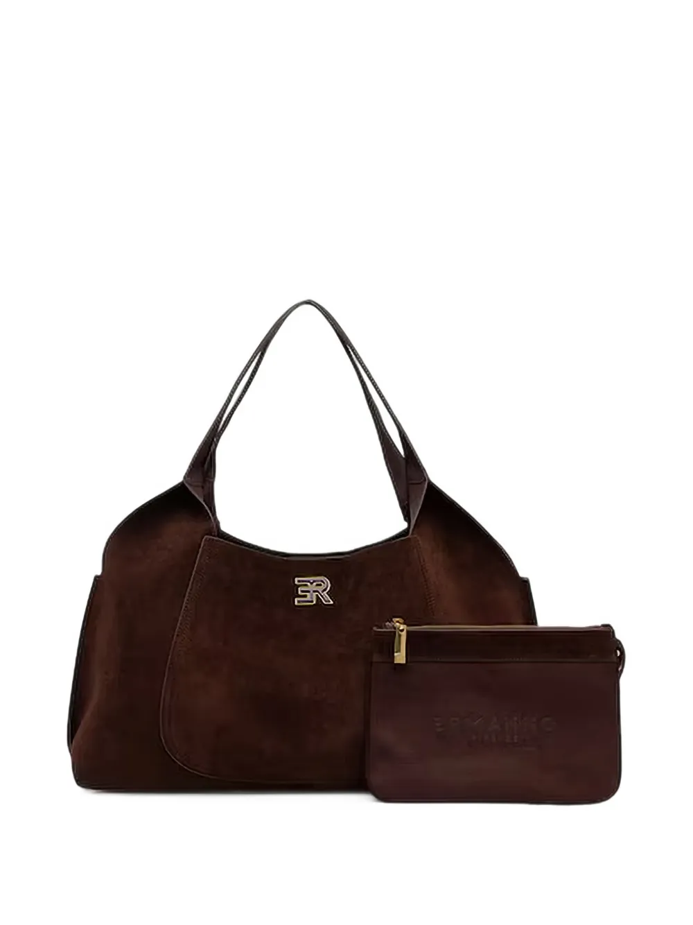 Ermanno Scervino logo-plaque suede tote bag Bruin