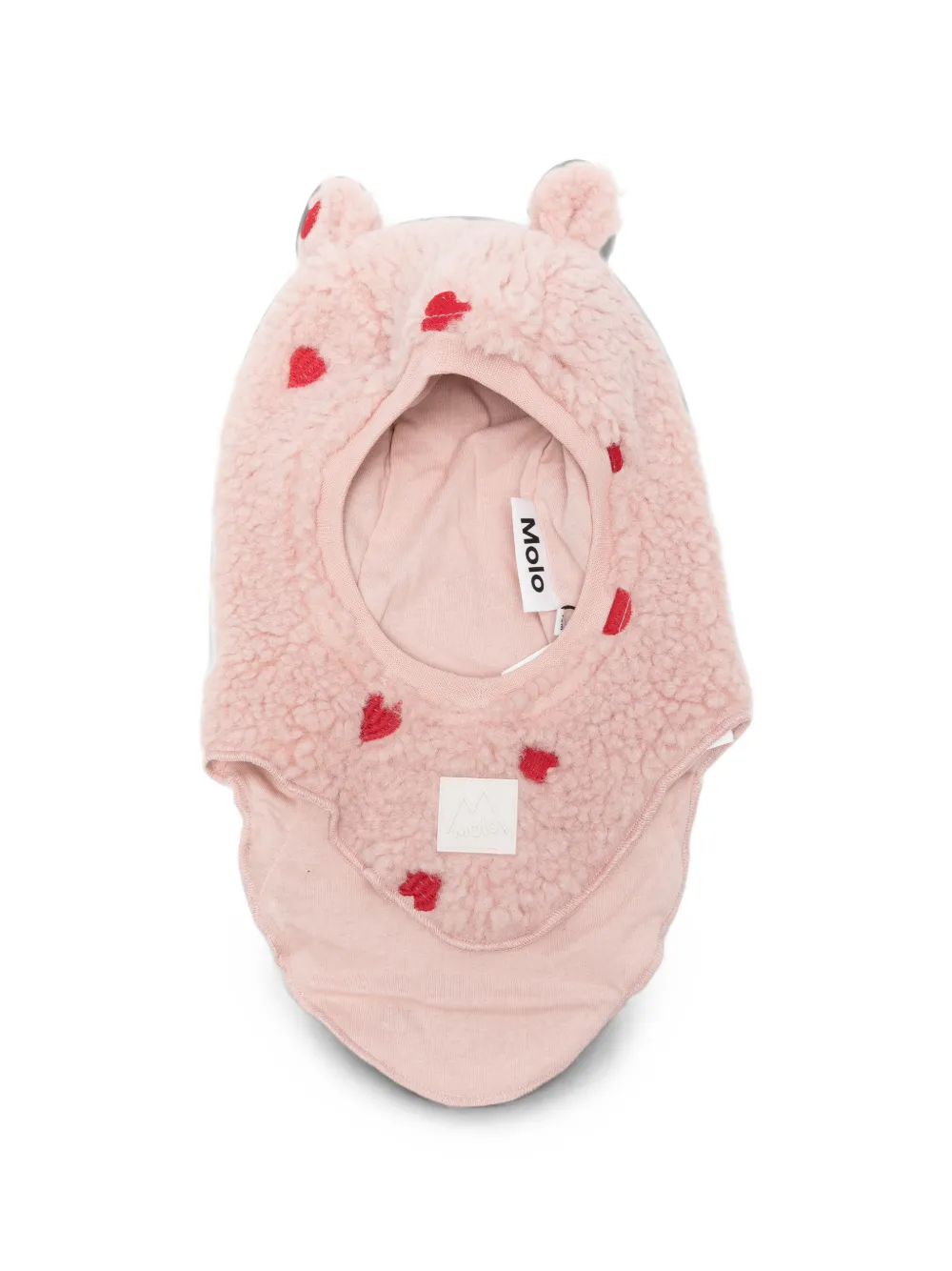 Molo Kay heart-embroidered fleece balaclava - Rosa