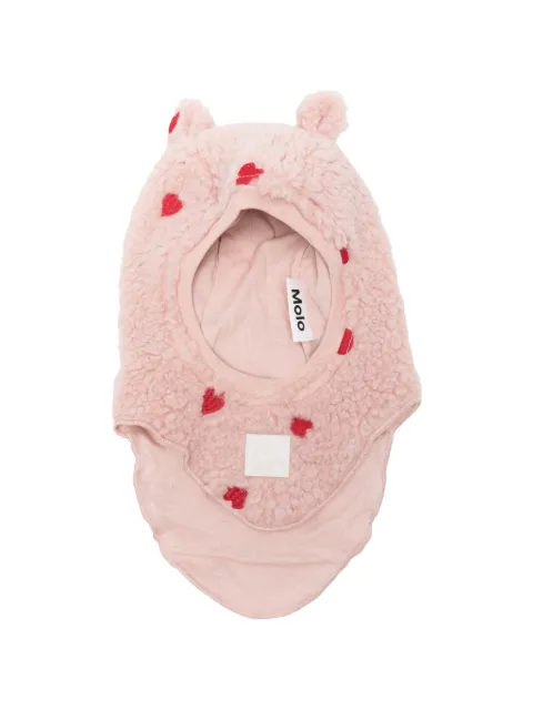 Molo Kay heart-embroidered fleece balaclava