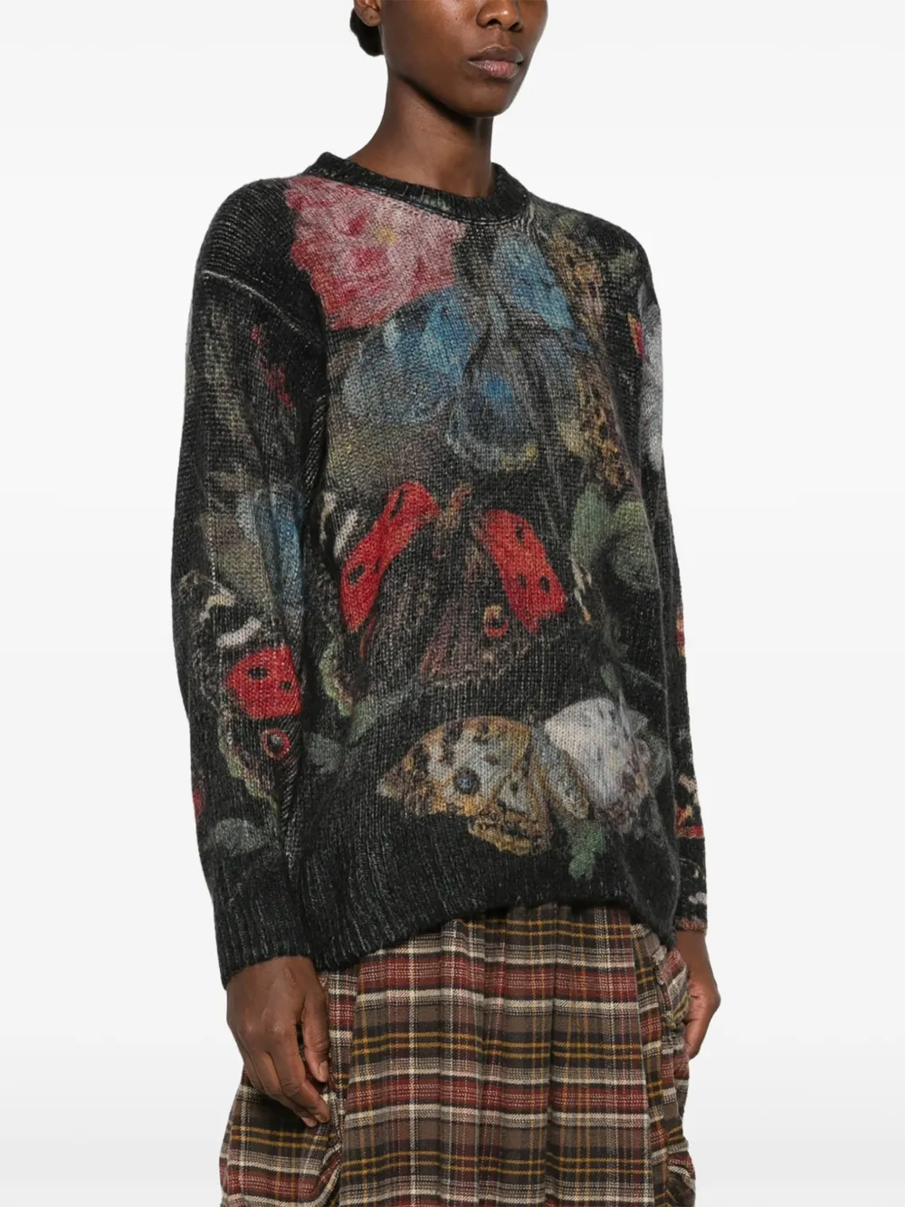 R13 Butterfly-print Sweater in Black, view 3