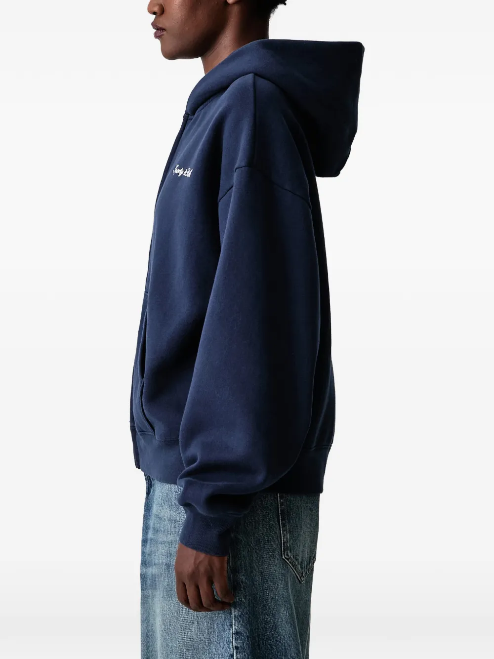 Sporty & Rich Signature hoodie met geborduurd logo en rits Blauw