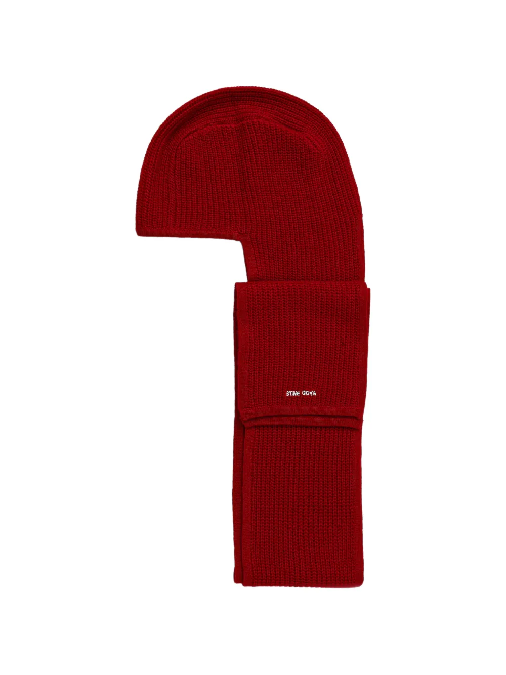 Stine Goya ribbed-knit scarf-detail balaclava · One Size