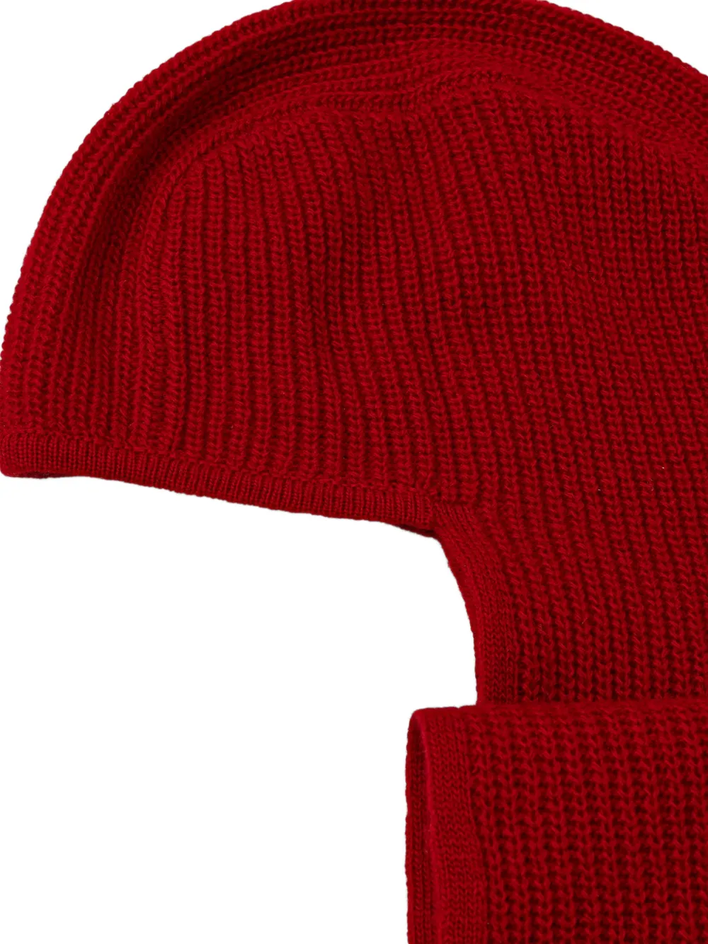 Stine Goya Ribgebreide bivakmuts met sjaal-detail Rood