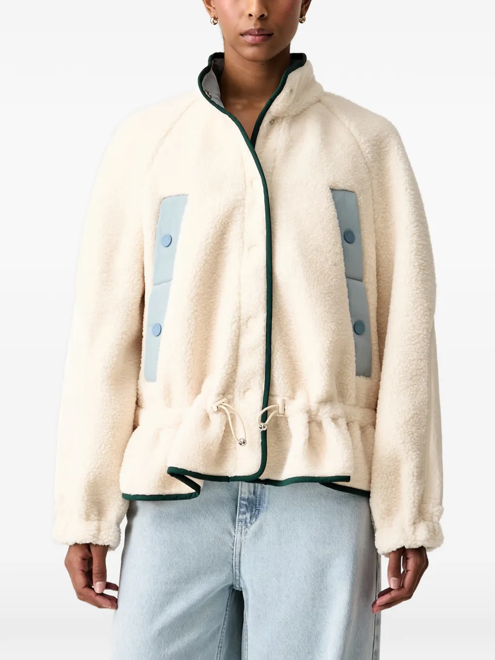 Stine Goya Ruffle-trim Fleece Jacket In Nude