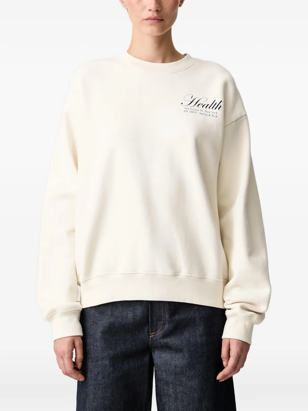 Sporty & Rich NY Health sweater met logo-print Wit