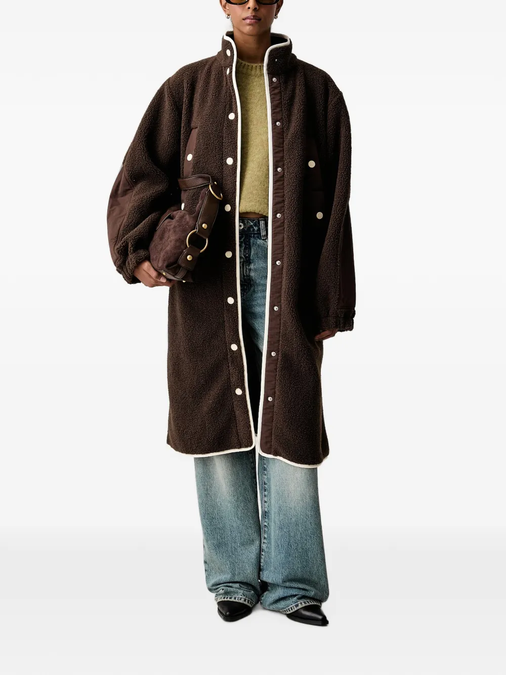 Stine Goya contrast-trim shearling-texture jacket