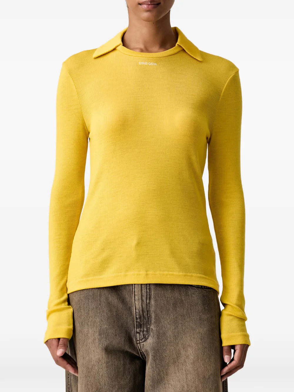 Stine Goya logo-embroidered ribbed top
