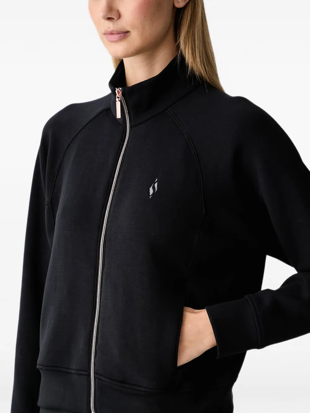 Skechers Luxe trui met geborduurd logo en rits Zwart