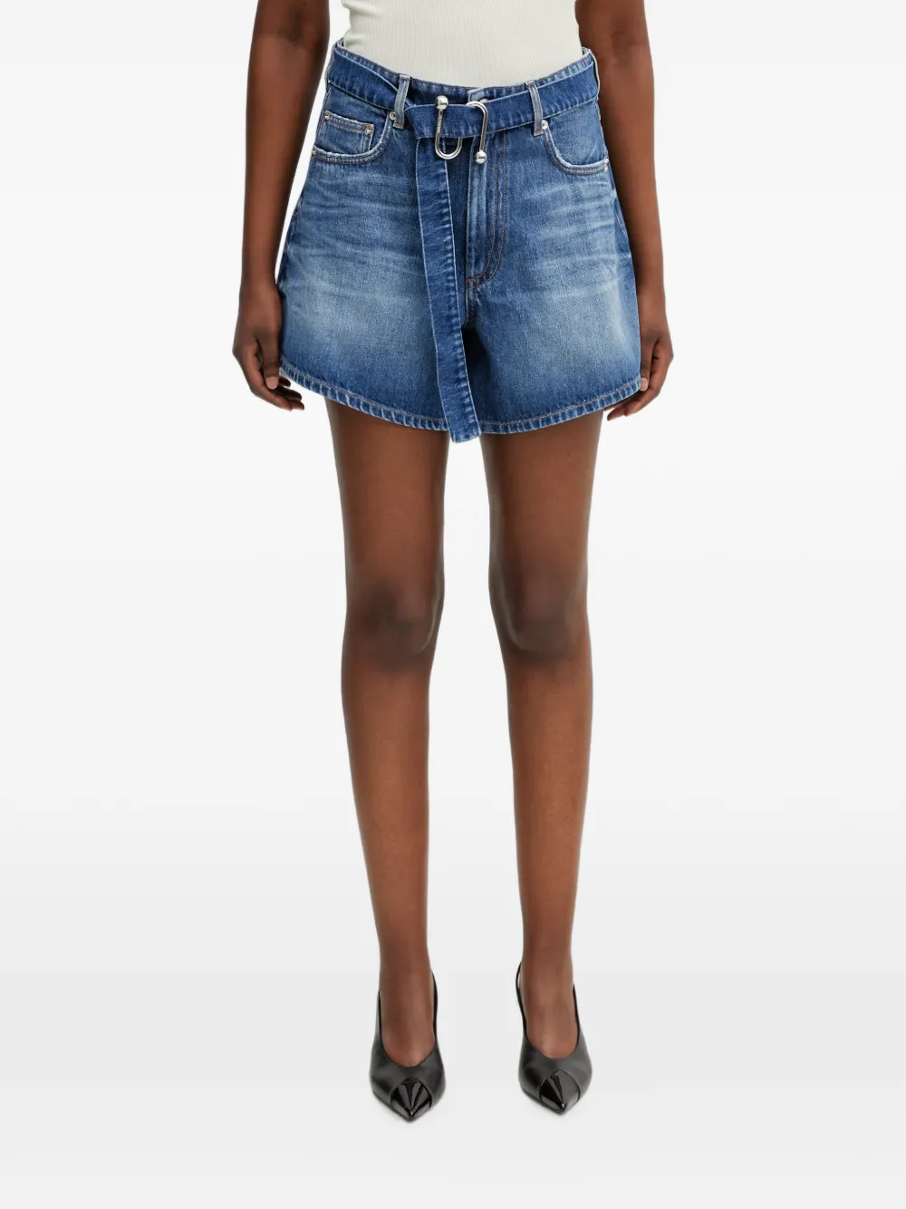 Sportmax Fiesta belted faded-effect shorts