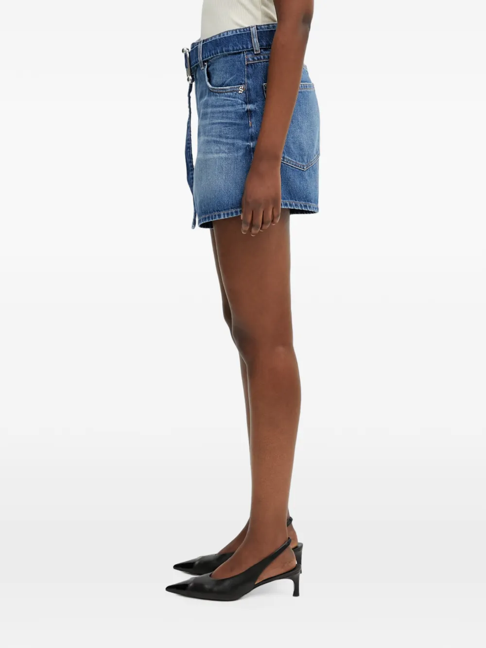 Sportmax Fiesta shorts met vervaagd effect en ceintuur Blauw