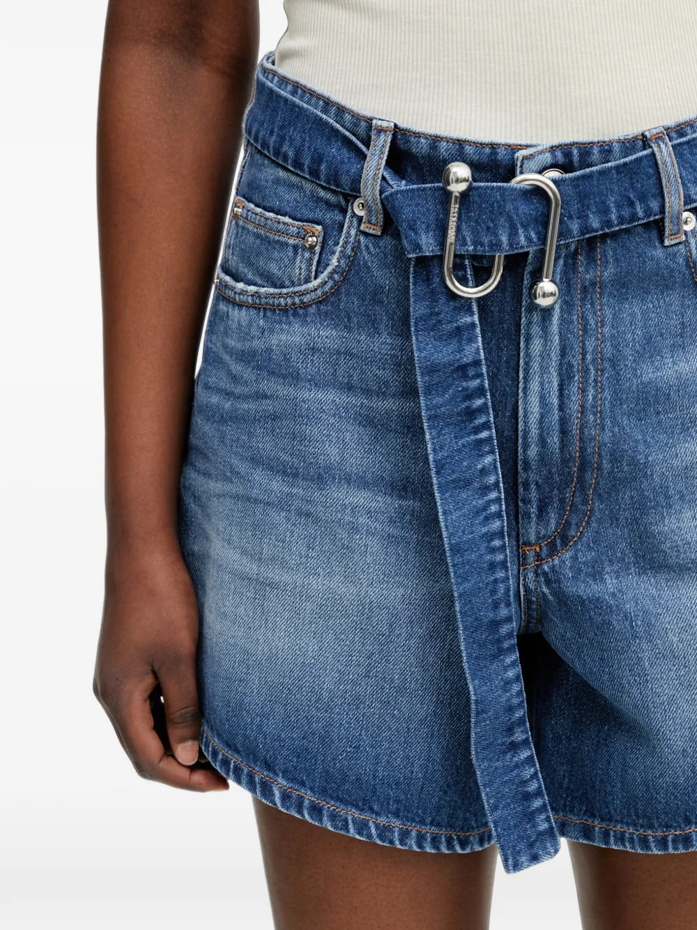 Sportmax Fiesta shorts met vervaagd effect en ceintuur Blauw