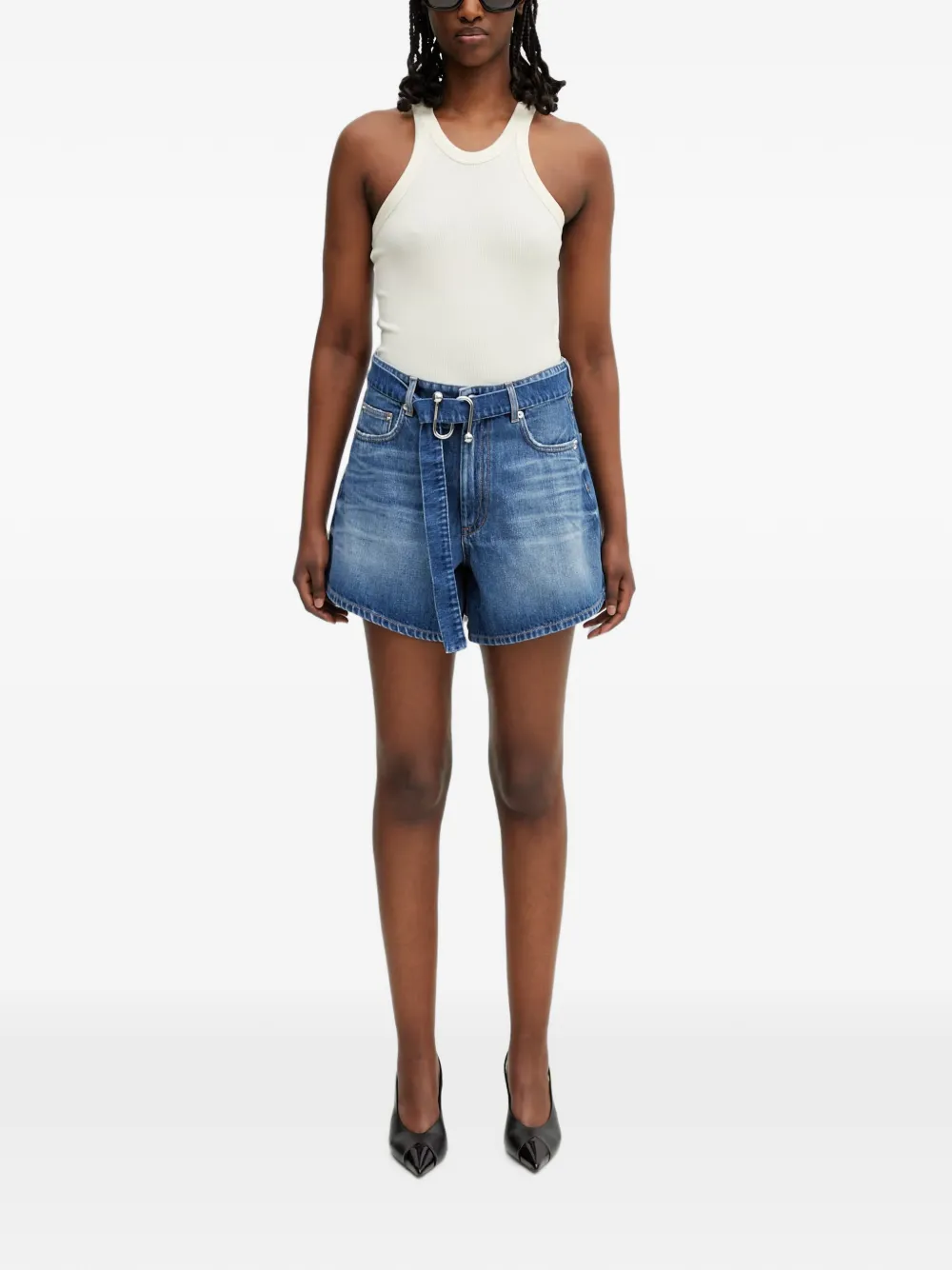 Sportmax Fiesta shorts met vervaagd effect en ceintuur Blauw