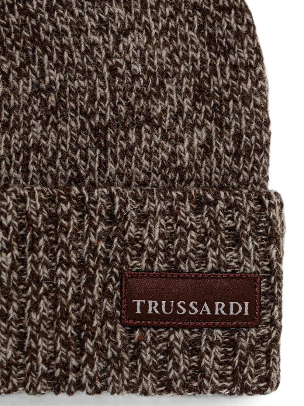 Trussardi Mouliné geribbelde muts met logo-patch Bruin