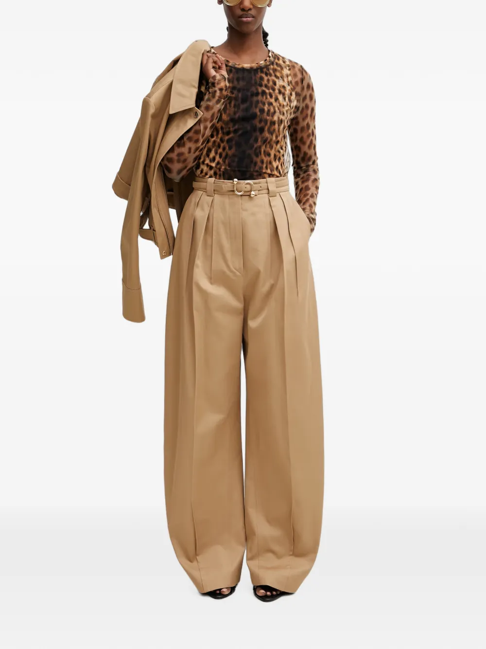 Sportmax Plooibroek met ceintuur Bruin