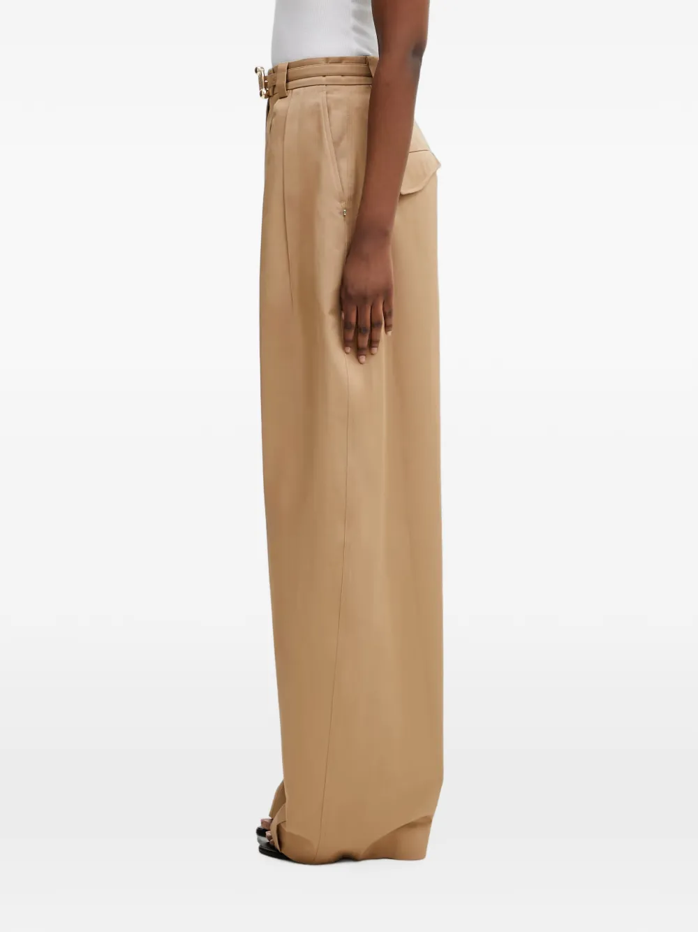Sportmax Plooibroek met ceintuur Bruin