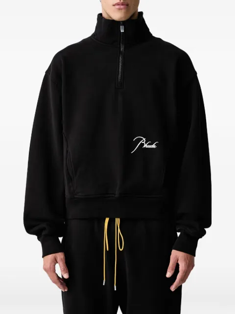 RHUDE logo-embroidered quarter-zip sweater