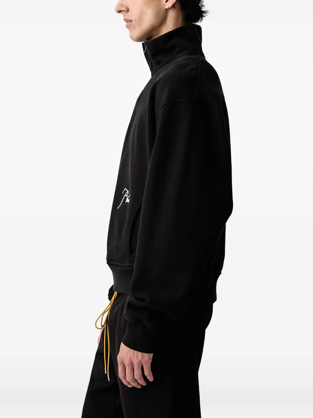 RHUDE logo-embroidered quarter-zip sweater Zwart