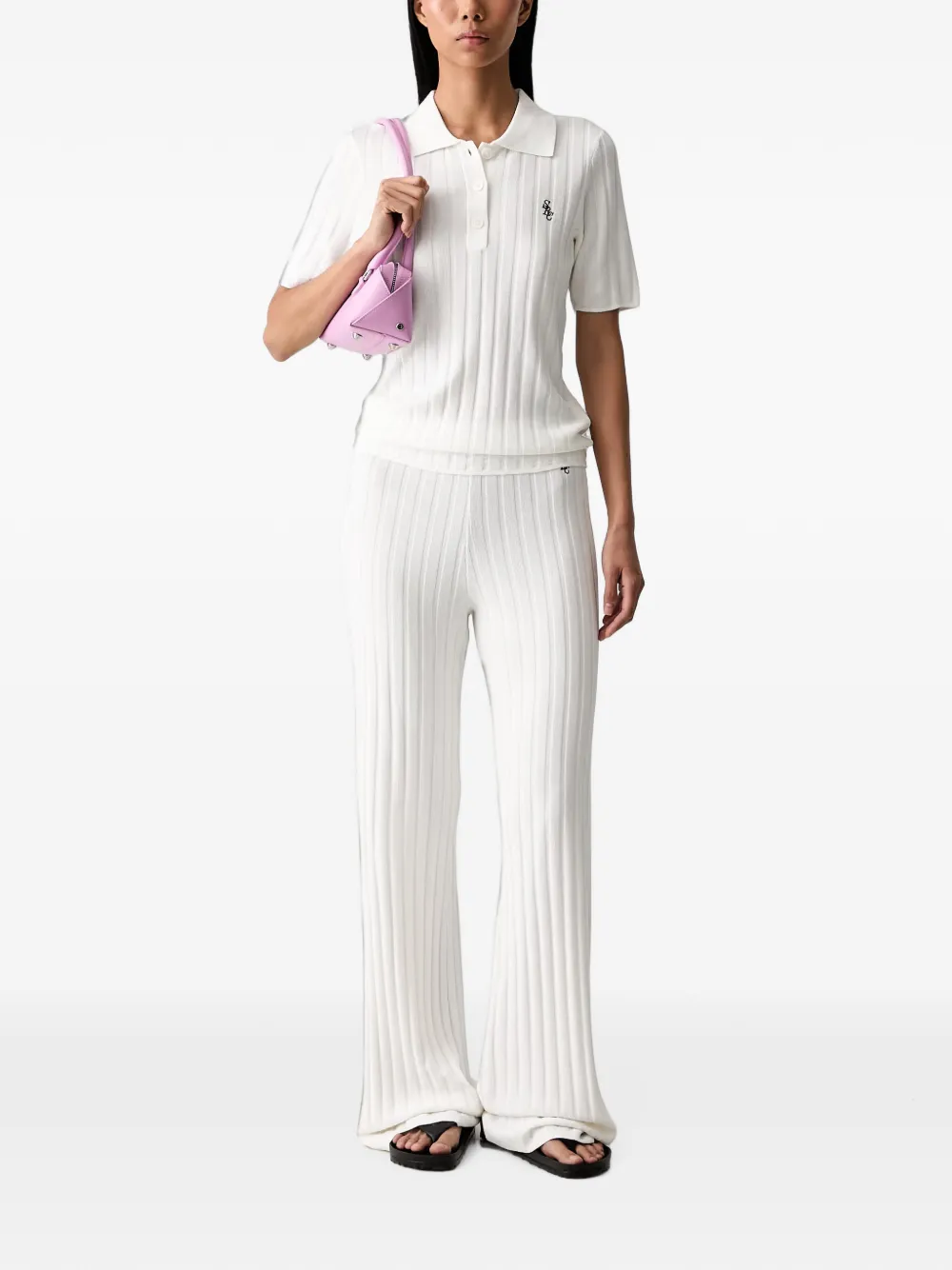 Sporty & Rich Broek met wijde pijpen Wit